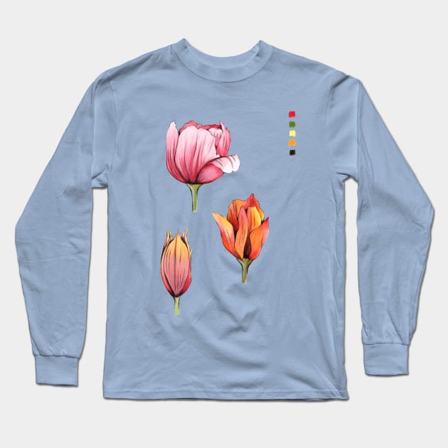 Tulips Long Sleeve T-Shirt by IndiasIllustrations